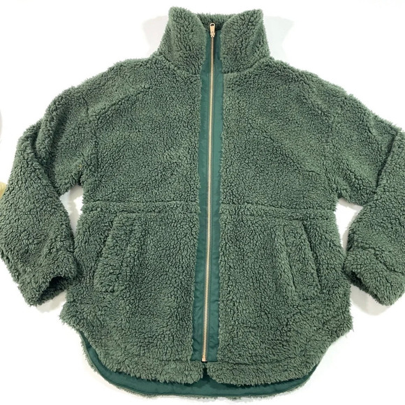 Summersalt The High Pile Full-Zip Sherpa Jacket Green